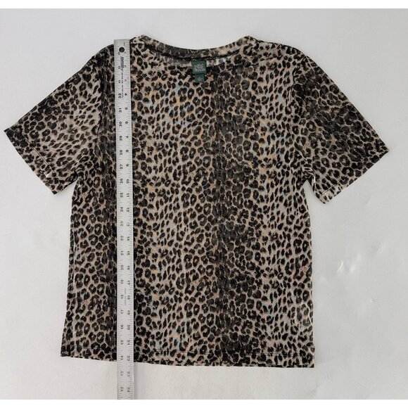 Wild Fable Short Sleeve Mesh Sheet Leopard Print Blouse Sz Sm, Boho, Y2K Vibes - Picture 6 of 7